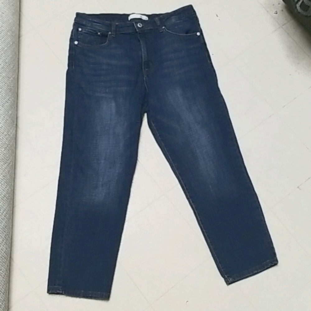 Anthropologie dark blue denim straight leg jeans